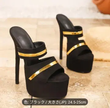 블랙 하이힐 뮬 24.5-25cm