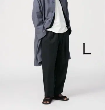 유니클로 U 라이트 웨이트 맨투맨 와이드 팬츠 블랙 L