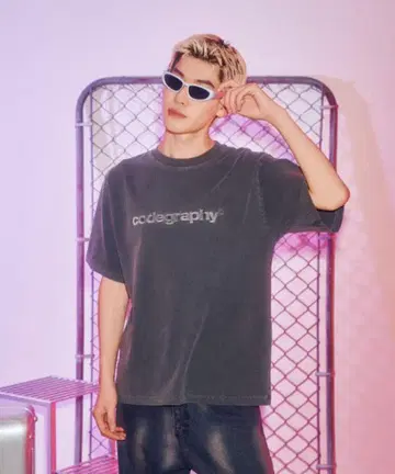 codegraphy 다크 그레이 오버 사이즈 티셔츠