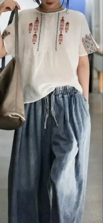 데님 와이드 레그 와이드 팬츠 청바지 가우초 팬츠