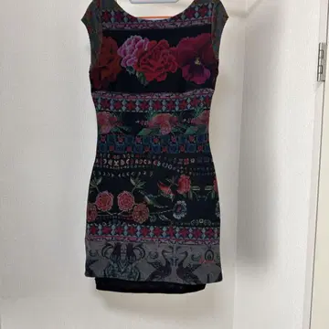 Desigual 꽃무늬 슬리브리스 미니 원피스 S