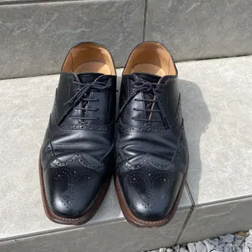 블랙 윙 팁 가죽 신발 25cm