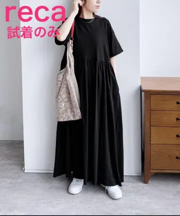 미사용 reca 허리 개더 절개 원피스  느긋한 원피스  블랙  M