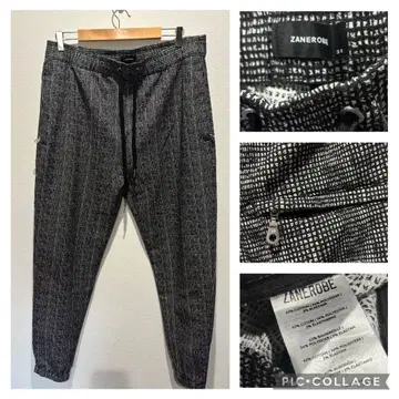 ZANEROBE 론 헤르만 취급 하운드투스 체크 조거 팬츠 블랙 화이트