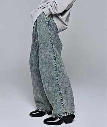 ADRER 빈티지 메이크업 와이드 테이퍼드 데님