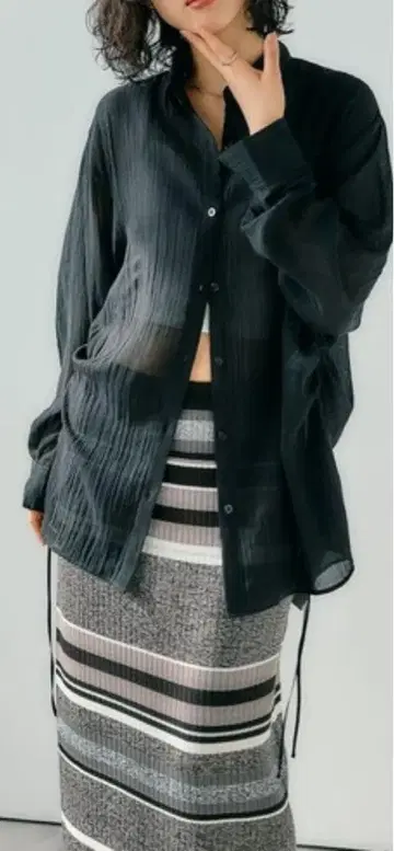 LEPSIM 사이드 주름 셔츠