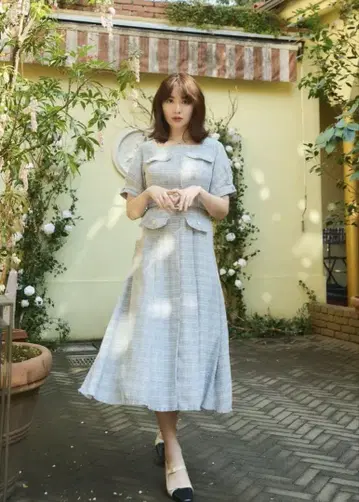 클래식 트위드 벨트 드레스 herlipto