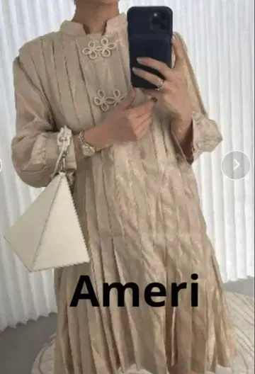 주말 가격! Ameri 차이나 플리츠 블라우스 원피스