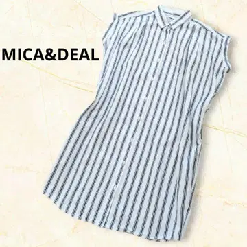 MICA&DEAL 스트라이프 블라우스 셔츠 원피스 카라 부착 일본제 S