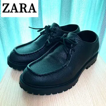 ZARA 모크토 슈즈 티롤리안 블랙 가죽 모카신 black