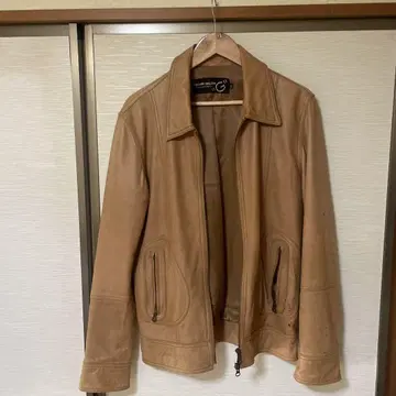 G II DENIM SALON 베이지 가죽 라이더 자켓