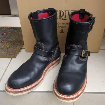 DERIVE 엔지니어 부츠 블랙 스웨이드&스무스 가죽 Size8