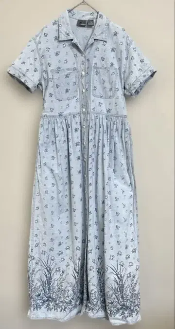 90's Liz Wear 플라워 원피스 M 스카이블루 꽃무늬
