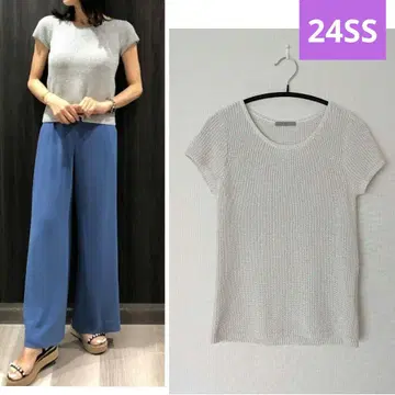 새상품급 띠어리 럭스 24AW 라메 실 세탁 가능한 썸머 니트 실버 38