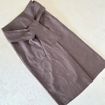 Perle Peche 허리 리본 포함 롱 스커트 브라운 S 사이즈 여성용