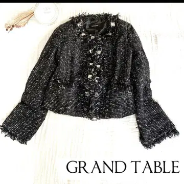 GRAND TABLE 트위드 노카라 자켓 비쥬 세레모니