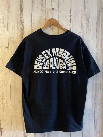 블랙 DEUS EX MACHINA 데우스 ASAKUSA 아사쿠사 티셔츠