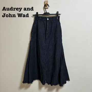 Audrey and John Wad 사이드 플리츠 데님 롱 스커트