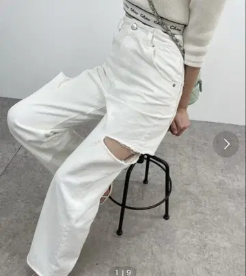 Chico 사이드 슬릿 데님 팬츠 화이트