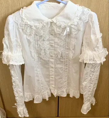 Angelic Pretty Heart 레이스 부착 소매 블라우스 화이트