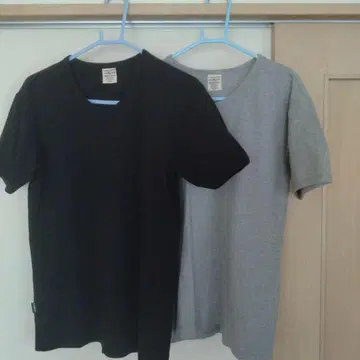 아비렉스 V넥 티셔츠 2장 세트 블랙 그레이