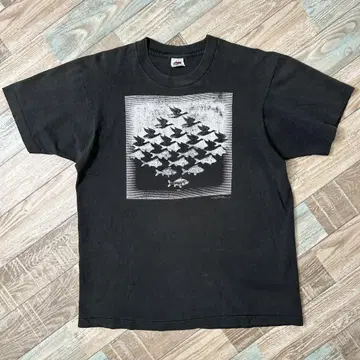 80s USA제 MC ESCHER 에셔 티셔츠 하늘과 물 아트 블랙