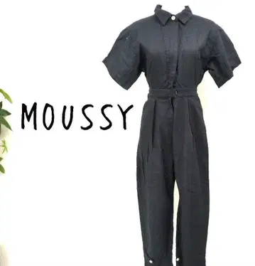 MOUSSY 면 린넨 소재 오버 사이즈 셔츠 올인원 점프수트 블랙