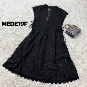 새상품급 MEDE19F 블랙 레이스 원피스 코튼 리본 M 사이즈
