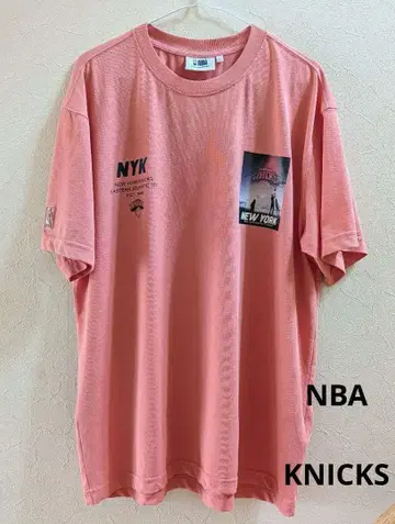 NBA 스타일 KNICKS 프린트 로고 티셔츠 핑크 공식 닉스