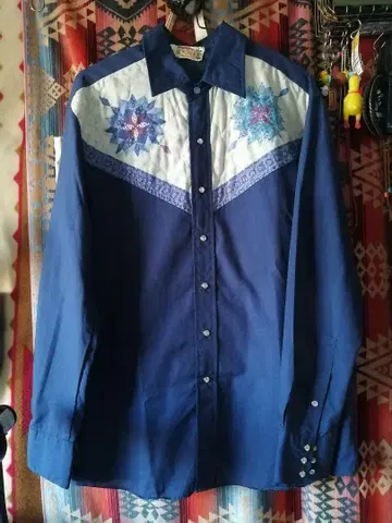 70's keninngton 퀼트가 있는 웨스턴 셔츠