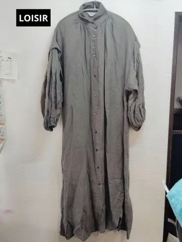 새상품급 LOISIR 그레이 그린 계열 긴팔 셔츠 원피스