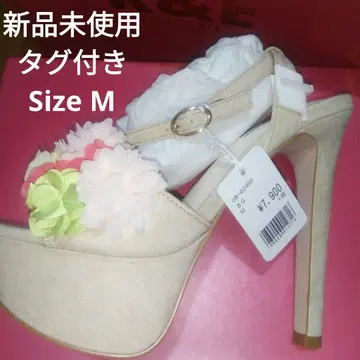 택 포함 새상품 R&A 꽃 장식 하이힐 뮬 M