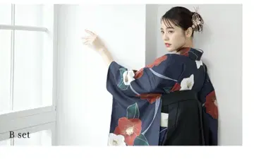 하카마 4종 세트 꽃무늬 대학생 졸업식 사이즈 M