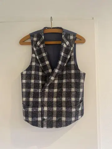 Suitsupply 체크 무늬 더블 브레스트 베스트 린넨 Ferla