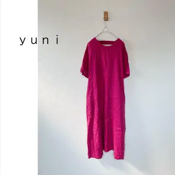 YUNI 유니 안비덱스 린넨 100% 롱 원피스 핑크 린넨