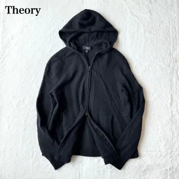 Theory 캐시미어 더블 지퍼 후디 후드티 블랙