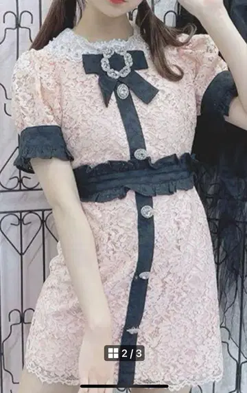 스완 키스 반팔 레이스 원피스