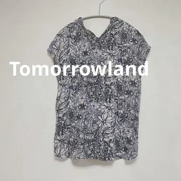 투모로우랜드 Tomorrowland 실크 플라워 블라우스 네이비 S