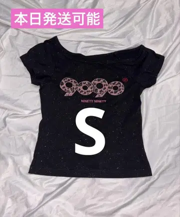 9090 OG 로고 오프 숄더 글리터 티셔츠 S