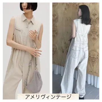 아메리빈티지 MEDI GRUNGE DENIM WIDE ROMPERS