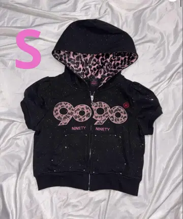 9090 OG 로고 글리터 하프 지퍼 후드 티셔츠