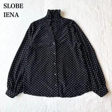 23AW SLOBE IENA 도트 블라우스 프릴 블랙