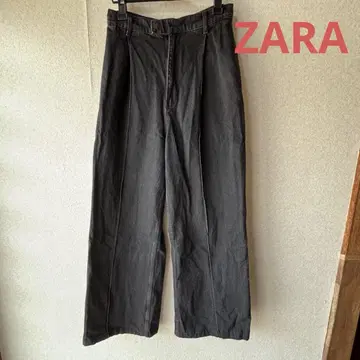 자라 블랙 데님 와이드 팬츠