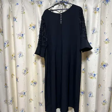 블랙 프릴 레이스 소매 롱 원피스 빅 사이즈 4L