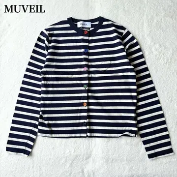 25SS MUVEIL 하트 패치 가디건 코튼 보더 티셔츠