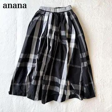 anana 플레어 스커트 블랙 그레이 체크 아나나