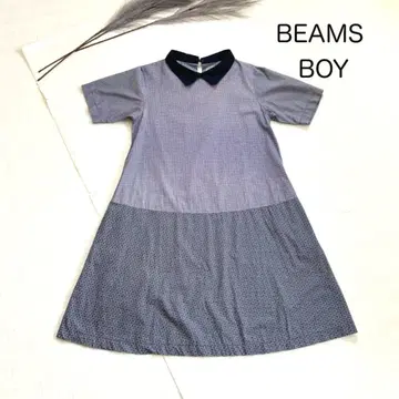 빔즈 보이 원피스 튜닉 기하학 패턴 BEAMS BOY 네이비