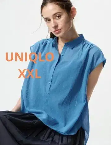 새상품 유니클로 2XL 코튼 시어 블라우스 슬리브리스