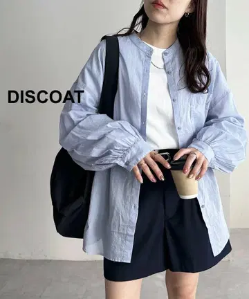 디스코트 코튼 시어 밴드 카라 셔츠