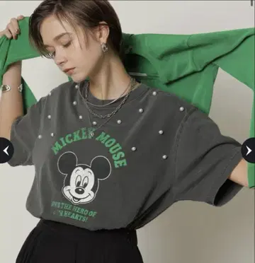 카듀네 미키 펄 장식 티셔츠